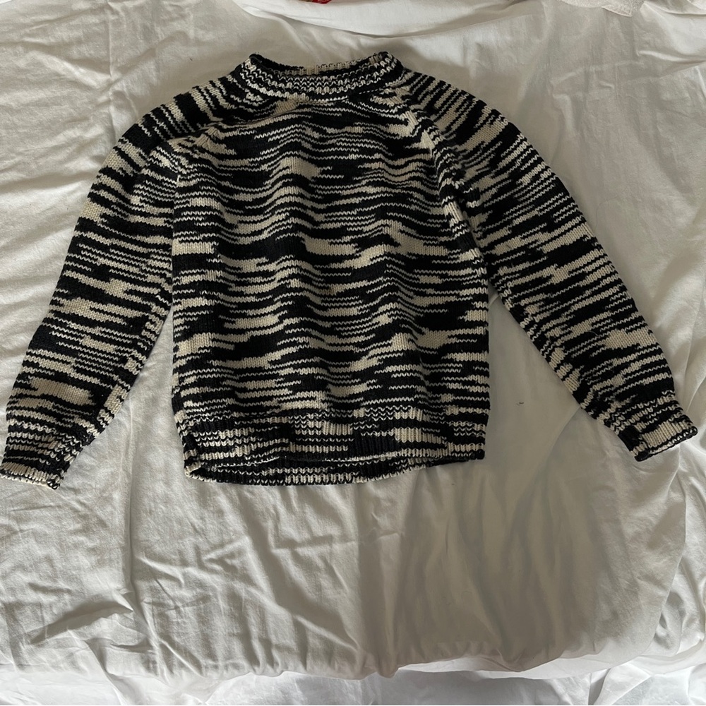 Tory Burch Dark Blue and White Pattern Sweater